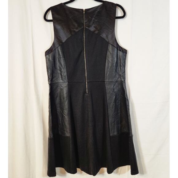 The Limited $99 XL Black Jersey Faux Leather Trim Sleeveless Fit & Flare Dress - Picture 5 of 10